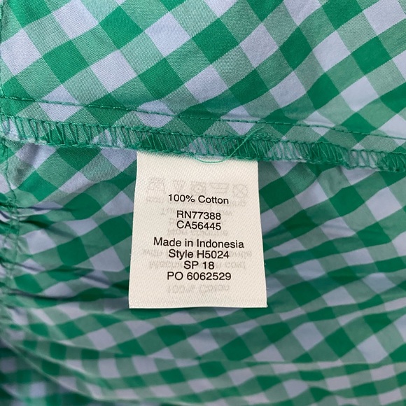 J Crew Printed Bow Back Peplum Tank Top Gingham Blue Green Size L NEW - Picture 6 of 9